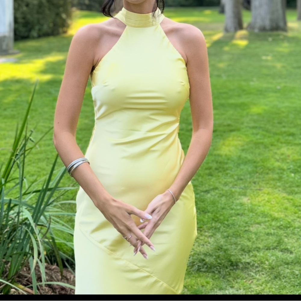 Baby boo fashion- Etta Maxi Dress - Lemon - Yellow Halter Maxi Dress - Picture 3 of 4
